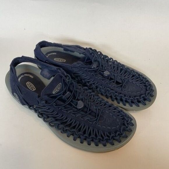 Keen Uneek Navy Blue Canvas Dark Water Sandals Men Size 11M